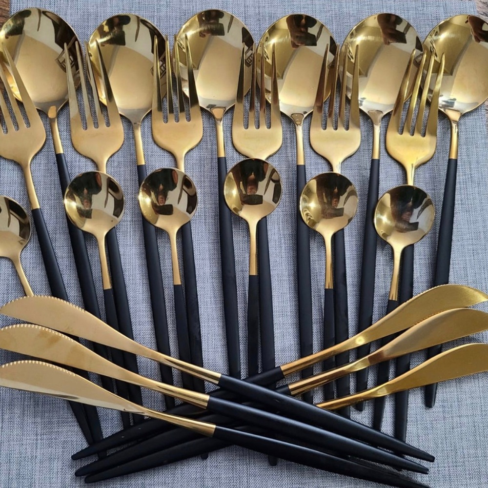 STAINLESS STEEL CUTLERY GOLD SET 24 PIECES